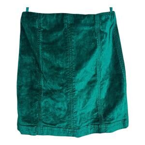 Free People Green Velvet Mini Skirt size 0 Holiday Retro Bold vivid Boho indie